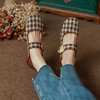 平底舒适，头层牛皮配流行格子织物单鞋PS1035 商品缩略图3