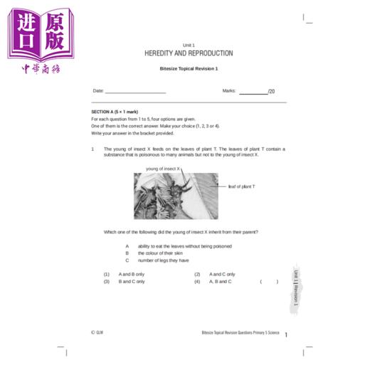 【中商原版】新加坡教辅 P5 Science Bitesize Topical Revision Questions 小学五年级科学专题复习问题 教材 教辅 商品图3