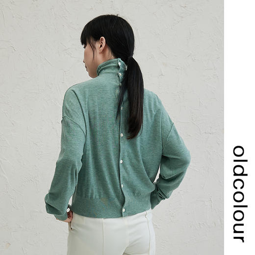 oldcolour宽松高领多色针织衫开衫2022秋新款时尚气质百搭上衣女 商品图3