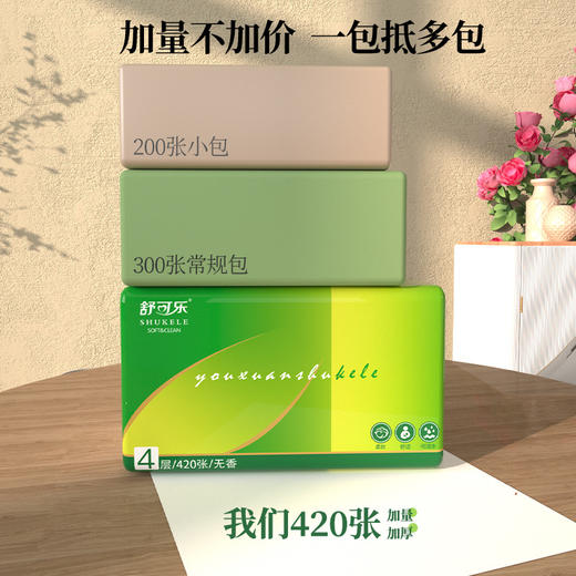 「大包装！整箱24包」420张大包抽纸餐巾纸擦手纸舒可乐整箱居家日用实惠装卫生纸巾 商品图1
