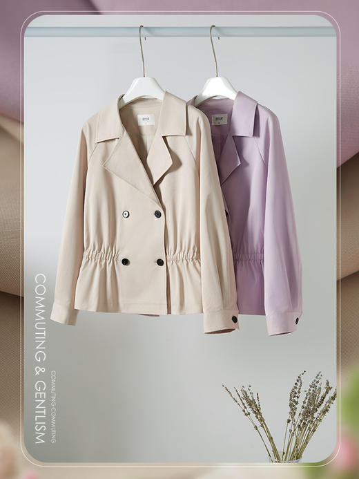 【年货节】今年流行风衣女小个子秋新款收腰显瘦插肩袖短款外套外衣 商品图3