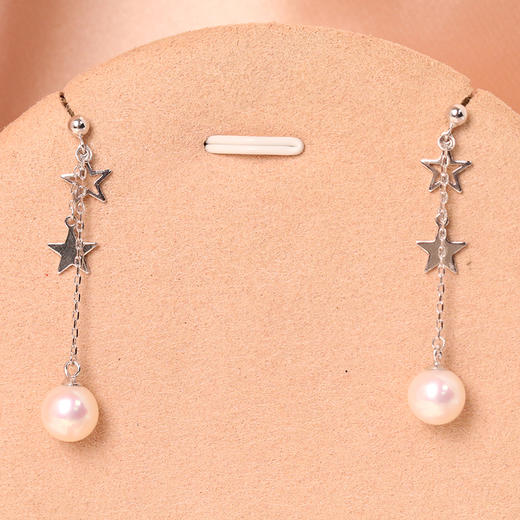 美裕 【星眸】银925淡水珍珠耳钉7-8mm白105715 商品图3