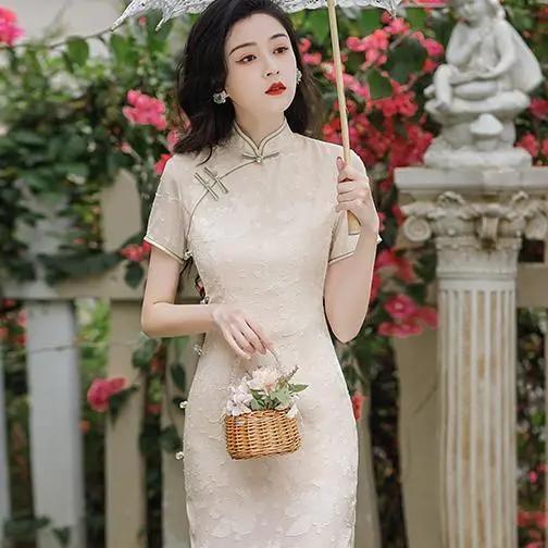 TBJ- 8812新款旗袍中长款改良旗袍日常可穿气质连衣裙 商品图2