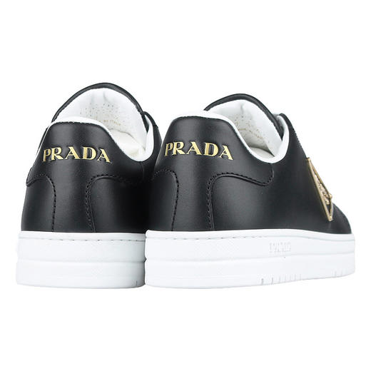 PRADA 普拉达 女士皮革金属三角徽标休闲运动鞋 黑色 1E867M A21 F0967 商品图2