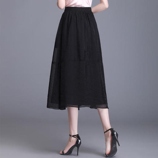 松紧高腰薄款，A字裙纯色半身裙 TY6890 商品图3