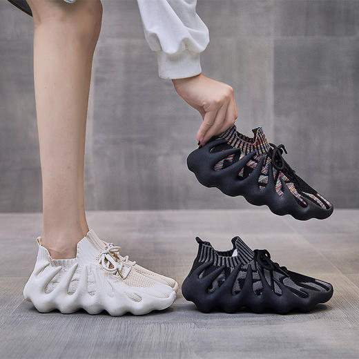 八爪鱼情侣夏季新款飞织鞋运动休闲鞋 透气网面椰子跑步潮鞋 商品图2