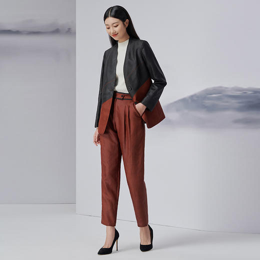 TANGY Collection/天意精品2022年秋冬新品秋日私语复古拼色茛绸外套 商品图1