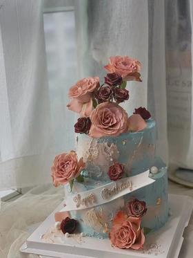 卡布奇诺鲜花蛋糕