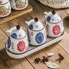 赛巴迪国风多彩花复古陶瓷调味罐4件套配陶瓷托 商品缩略图1