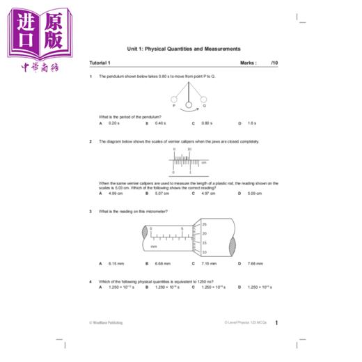 【中商原版】新加坡教辅 OLevel Physics MCQ 123 O水准考试物理多项选择题 123 教材 教辅 商品图2