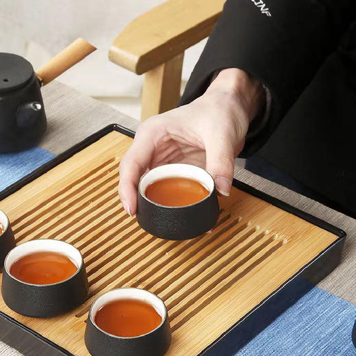 黑陶侧把茶具套装九件套功夫茶具家用客厅陶瓷礼盒 商品图1