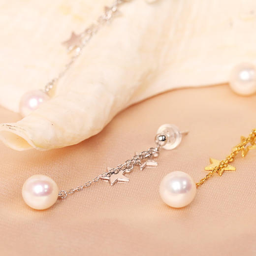 美裕 【星眸】银925淡水珍珠耳钉7-8mm白105715 商品图2