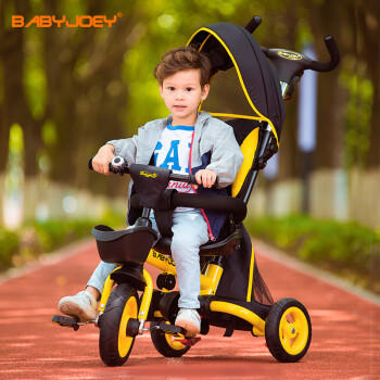 BABYJOEY英国儿童三轮车手推车脚踏车1-5岁坐躺自行车TT56S闪电黄 商品图5