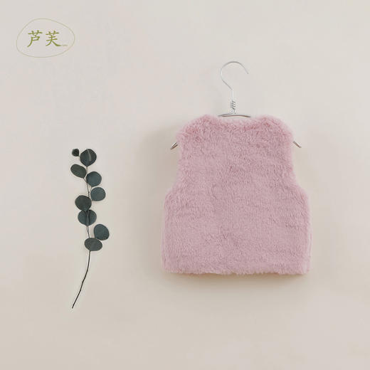 【马克珍妮 芦芙】秋装新款 女童蝴蝶结软糯仿兔毛马甲221721 商品图2