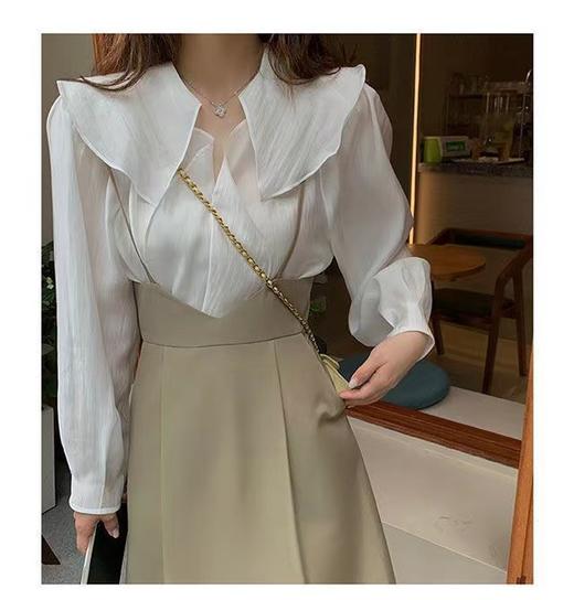 （清仓现货）【社群供A】新款两件套装时尚衬衫+高腰半身A字裙涤纶 商品图2