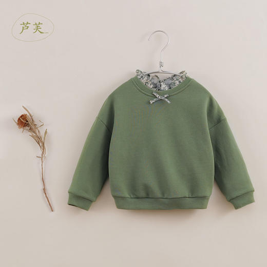 【马克珍妮 芦芙】秋装新款 女童花边立领蝴蝶结卫衣 221098 商品图0