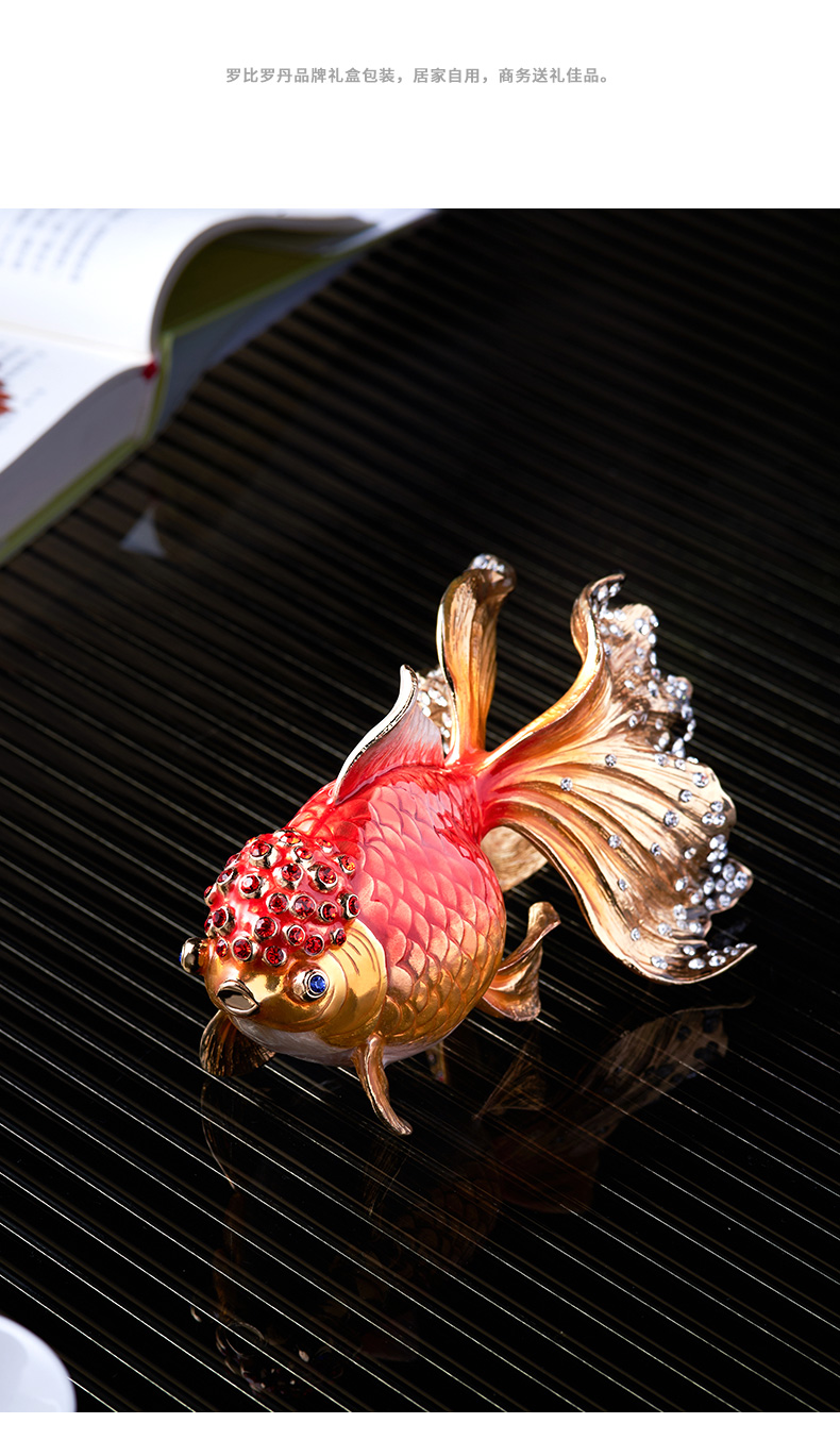 【彼达思】罗比罗丹鸿运当头摆件珐琅彩工艺软装饰品创意金鱼摆件