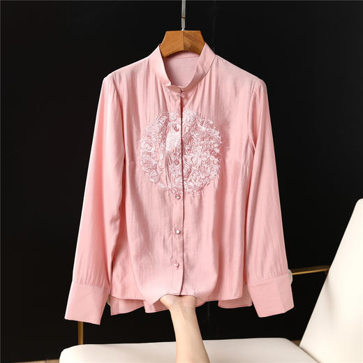 薄款透气衬衫2022年夏季新款防嗮遮肉MM刺绣上衣 QZ-2270 商品图1
