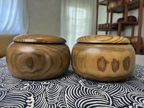 新款中号本色栗木罐，适合装单面棋子