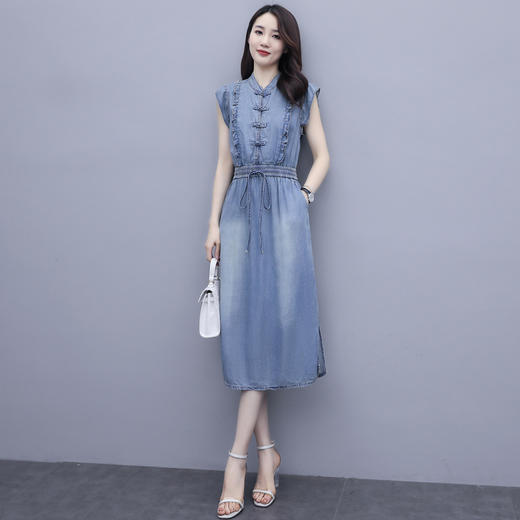 气质修身，新款款裙子夏季盘扣牛仔连衣裙HR-HLGUO831 商品图4