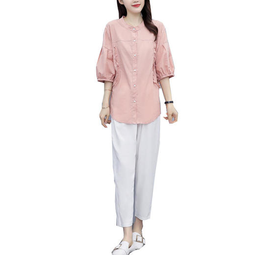 XMR2238  时尚套装女宽松2022夏季新品洋气大码女装显瘦减龄两件套 商品图6
