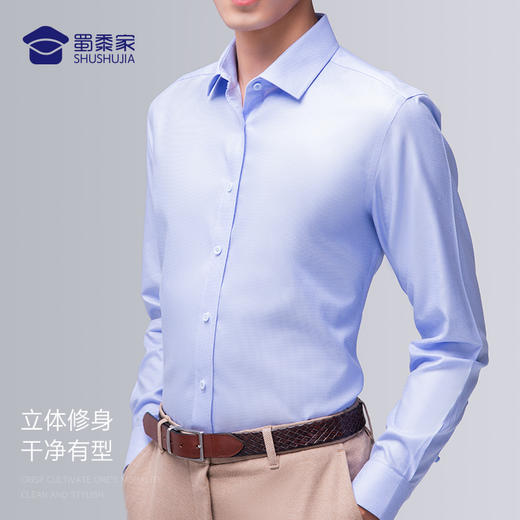 【DPD洗水免烫长袖衬衫】免烫长袖衬衫 男士通勤长衬  修身耐磨衬衣 商品图3
