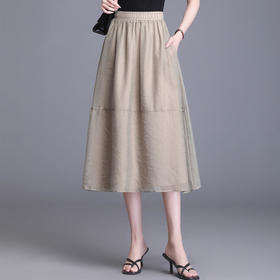 松紧高腰薄款，A字裙纯色半身裙 TY6890