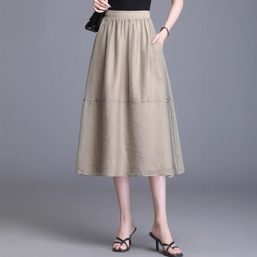 松紧高腰薄款，A字裙纯色半身裙 TY6890 商品图0