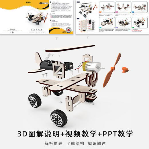科技小制作小学生科学实验儿童DIY手工作业作品滑行飞机玩具材料 商品图1