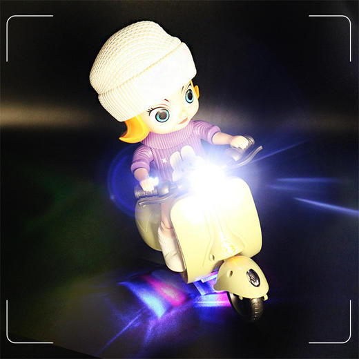 热卖酷炫带特技旋转摩托车儿童电动玩具模型大头女孩 商品图3