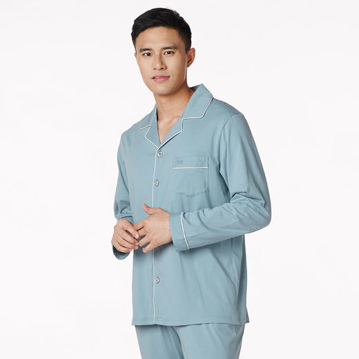 都市丽人都市锋尚好睡好眠男士正价棉质长袖套装无尘棉单面薄家居服长袖睡衣FH21G3 商品图1
