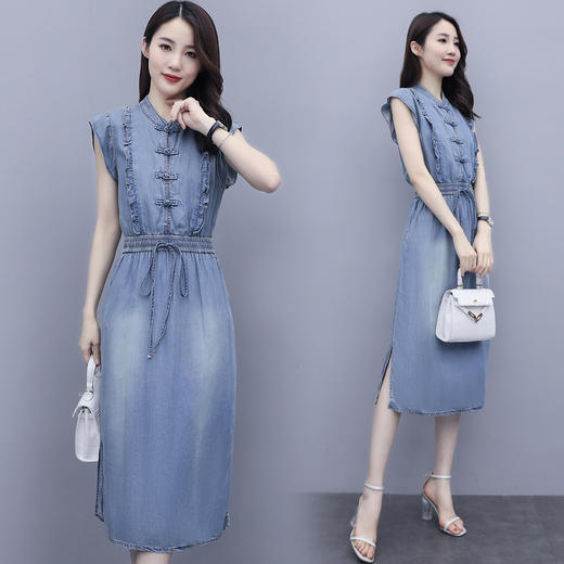 气质修身，新款款裙子夏季盘扣牛仔连衣裙HR-HLGUO831 商品图1