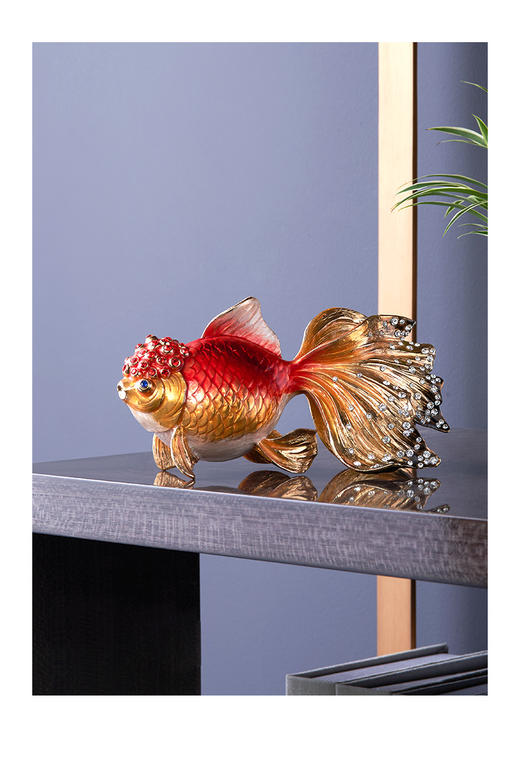 【彼达思】罗比罗丹鸿运当头摆件珐琅彩工艺软装饰品创意金鱼摆件 商品图1