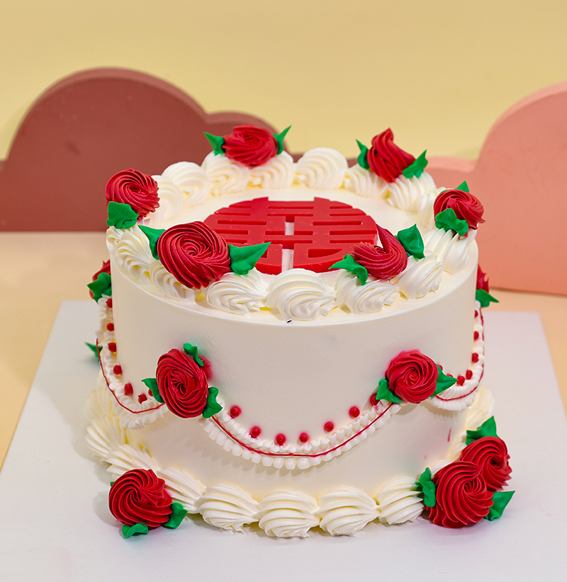 网红手绘蛋糕花嫁生日蛋糕