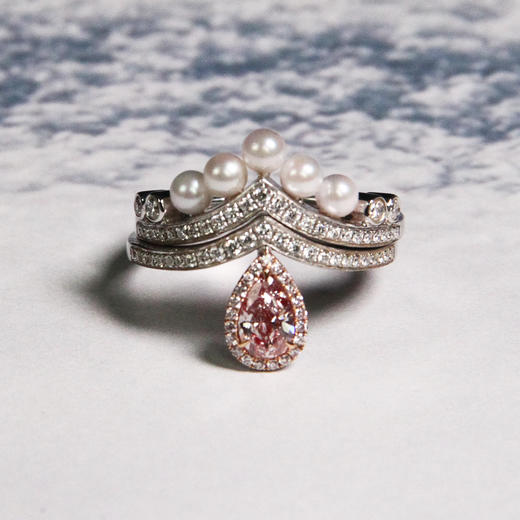 粉钻珍珠可拆卸戒指 商品图0