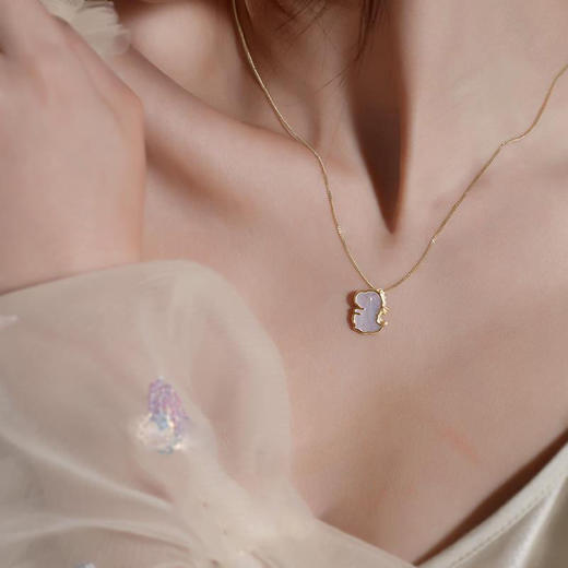 识忆金色吊坠，贝母镶嵌恐龙吊坠项链，闪o链小飞龙黄色2022年新款 七夕情人节礼物 商品图2