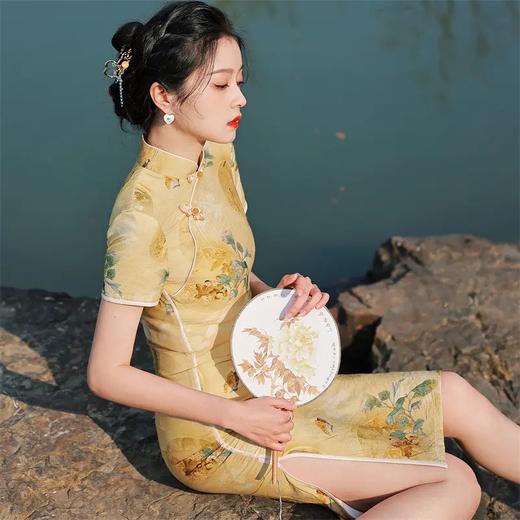 HX-249新款老上海复古改良少女双层天丝棉旗袍 商品图4