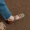 平底舒适，头层牛皮配流行格子织物单鞋PS1035 商品缩略图5