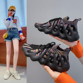 八爪鱼情侣夏季新款飞织鞋运动休闲鞋 透气网面椰子跑步潮鞋