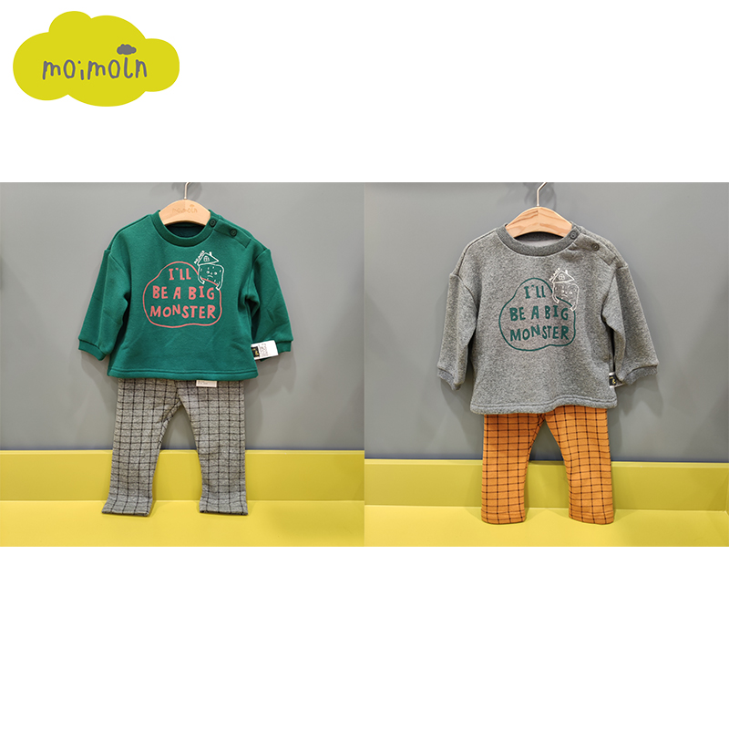 moimoln小云朵童装男女宝内衣套装秋冬印花棉家居服洋气睡衣LNW1NZNN93