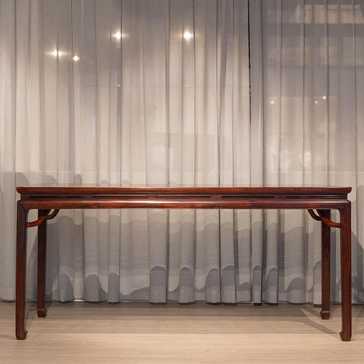 红木霸王枨马蹄腿鱼门洞画桌 商品图0