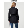 VIMAGE纬漫纪秋季新款纯色经典翻领英伦风收腰中长款风衣外套VC2204004 商品缩略图6