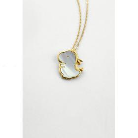 识忆金色吊坠，贝母镶嵌恐龙吊坠项链，闪o链小飞龙黄色2022年新款 七夕情人节礼物