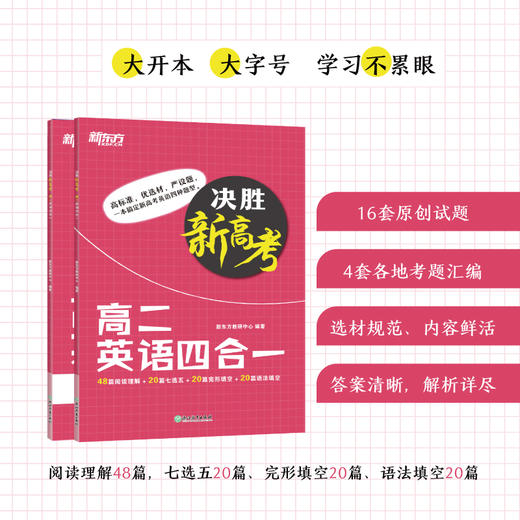【新东方】决胜新高考 高二英语四合一 阅读理解完形填空语法专项练习高频词汇句子 商品图2