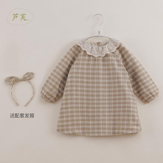 【马克珍妮 芦芙】秋装新款 女童格纹法兰绒连衣裙 221281 商品图0