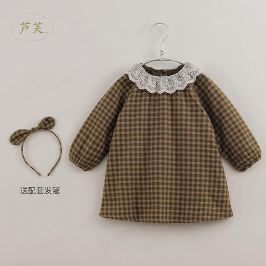 【马克珍妮 芦芙】秋装新款 女童格纹法兰绒连衣裙 221281 商品图1