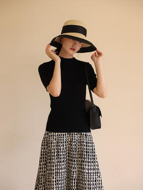 HeyDress半高领针织衫女夏季套头薄款打底衫高端修身中袖t恤上衣