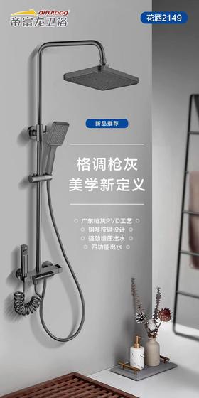 帝富龙 大花洒 四档钢琴按键枪灰 2149