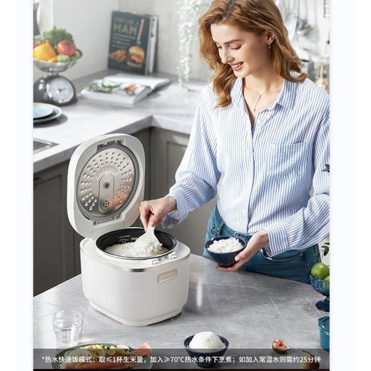 【授权商品】摩飞电饭煲小型家用煮饭和面双胆智能多功能煲汤面包蛋糕3L米饭锅 典雅白 商品图1