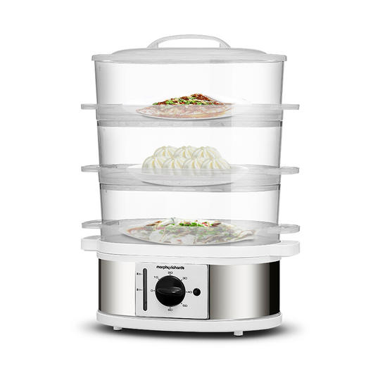 【授权商品】摩飞电蒸.锅MR1148多功能家用自动断蒸汽锅3层大容量电蒸笼蒸菜 浅灰色 3层 商品图0